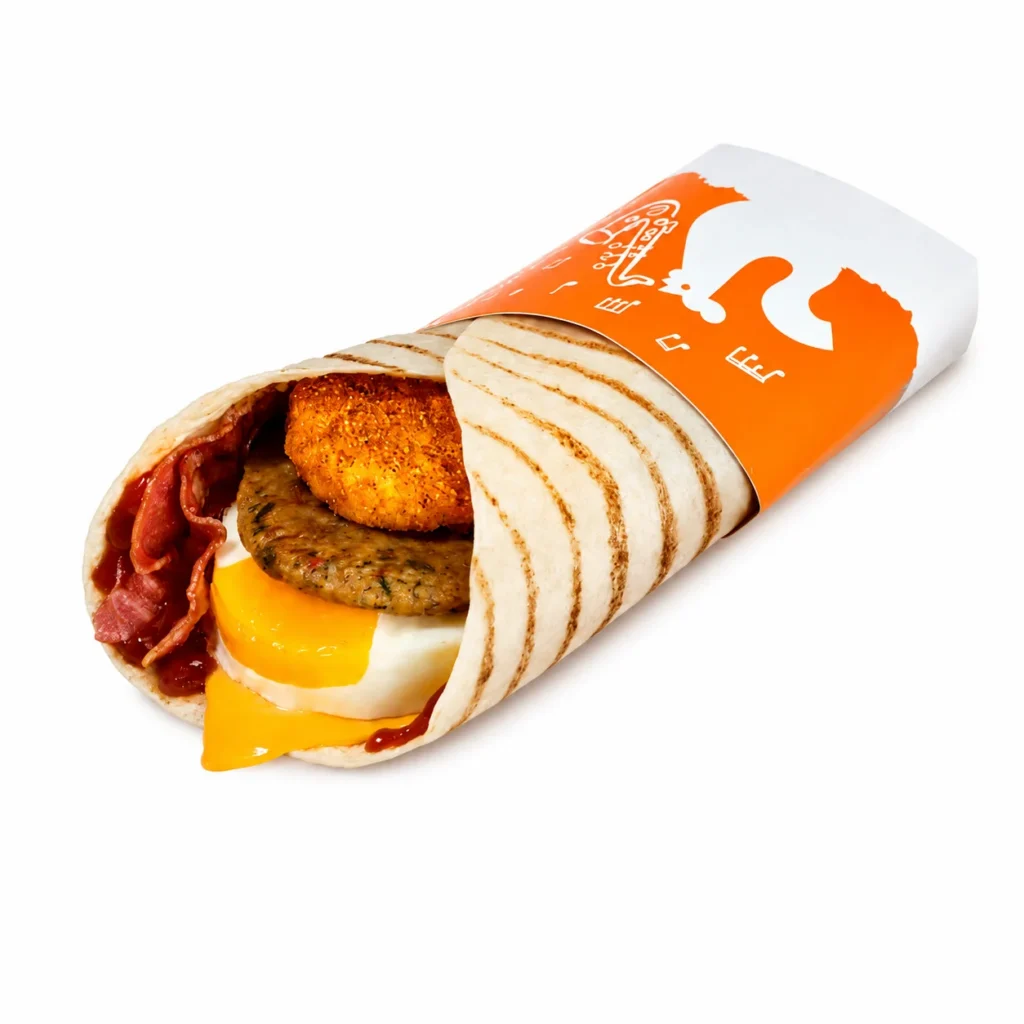 HOME 21 Cajun Wrap with Chicken Patty & Streaky Bacon