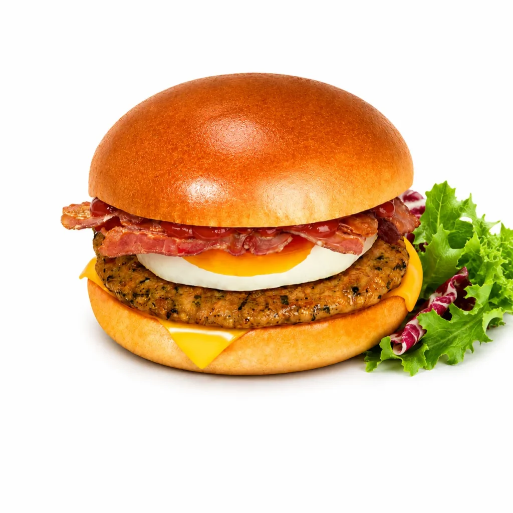 HOME 15 Roll with Chicken Patty & HP Sauce