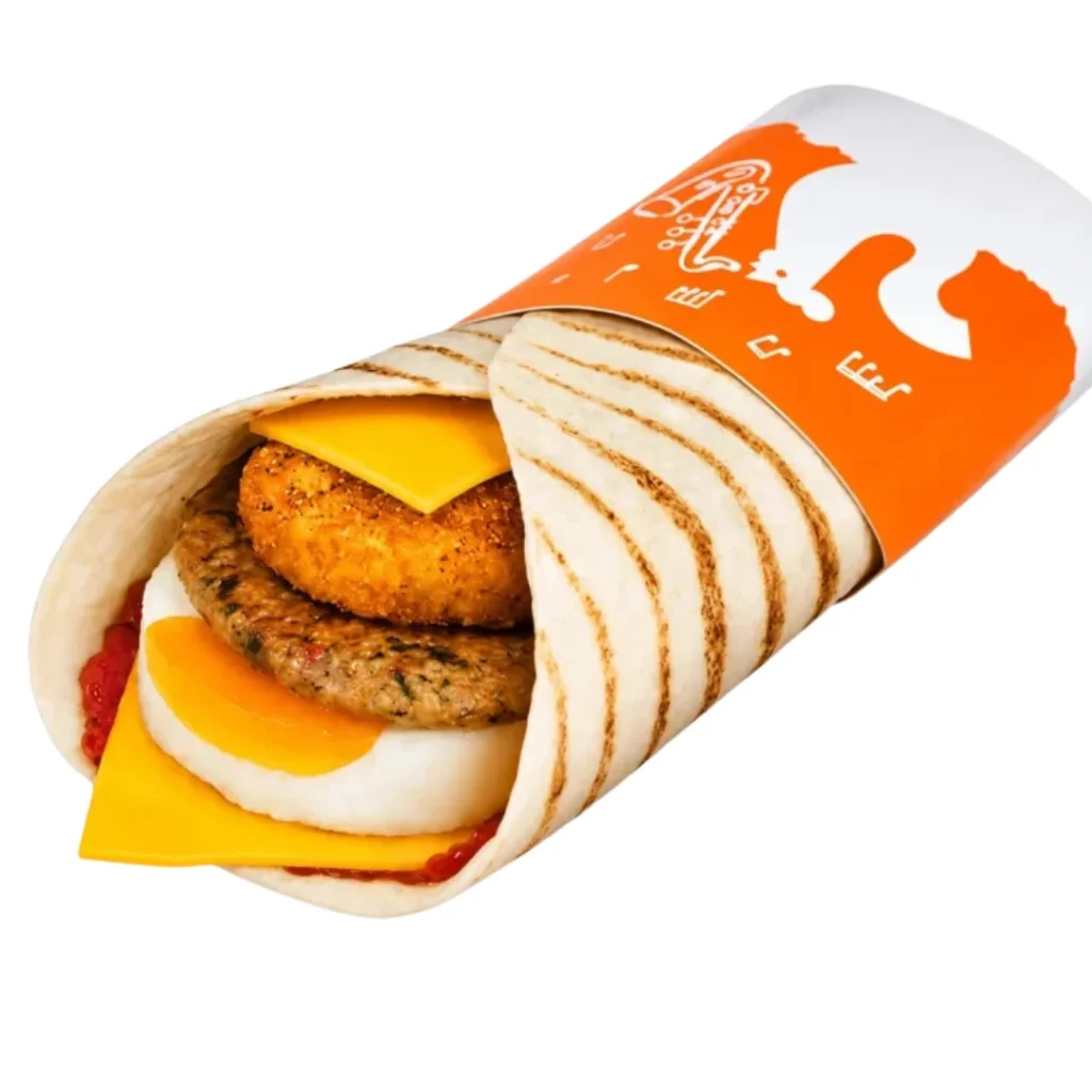 Popeyes Breakfast Menu UK Big Cajun Wrap with Chicken Breakfast Patty