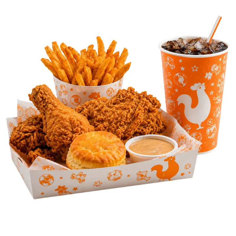 Home 14 Popeyes UK Big Box Meal with crispy chicken, Cajun fries, biscuit, dipping sauce and soft drink