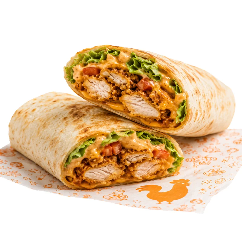 Home 8 Popeyes UK Big Cajun Wrap with crispy chicken, cheese and Cajun sauce